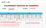 calendrier VENDREDI 2024 2025